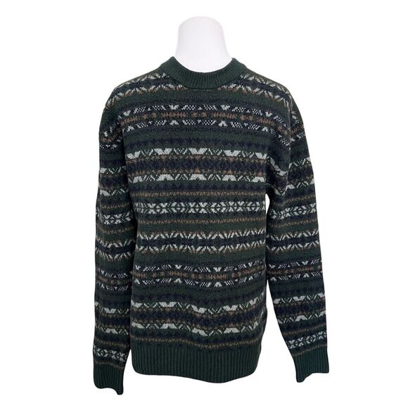 Abercrombie & Fitch Fair Isle Green Soft A&F Crew Sweater SMALL Nordic Alpine - Picture 1 of 10